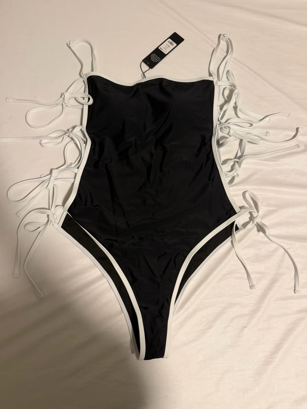 Evie Black Cut Out 1 Piece Swimsuit with White Detail